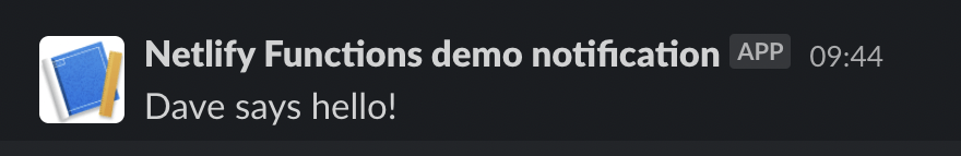 Example Slack notifiction